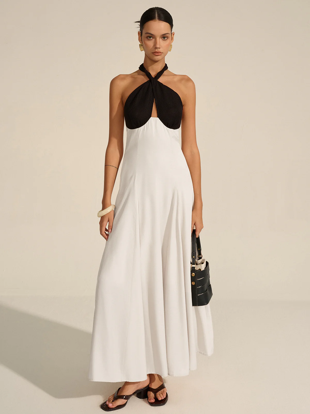 Halter Neck Cut-Out Maxi Dress - Wholesalesil