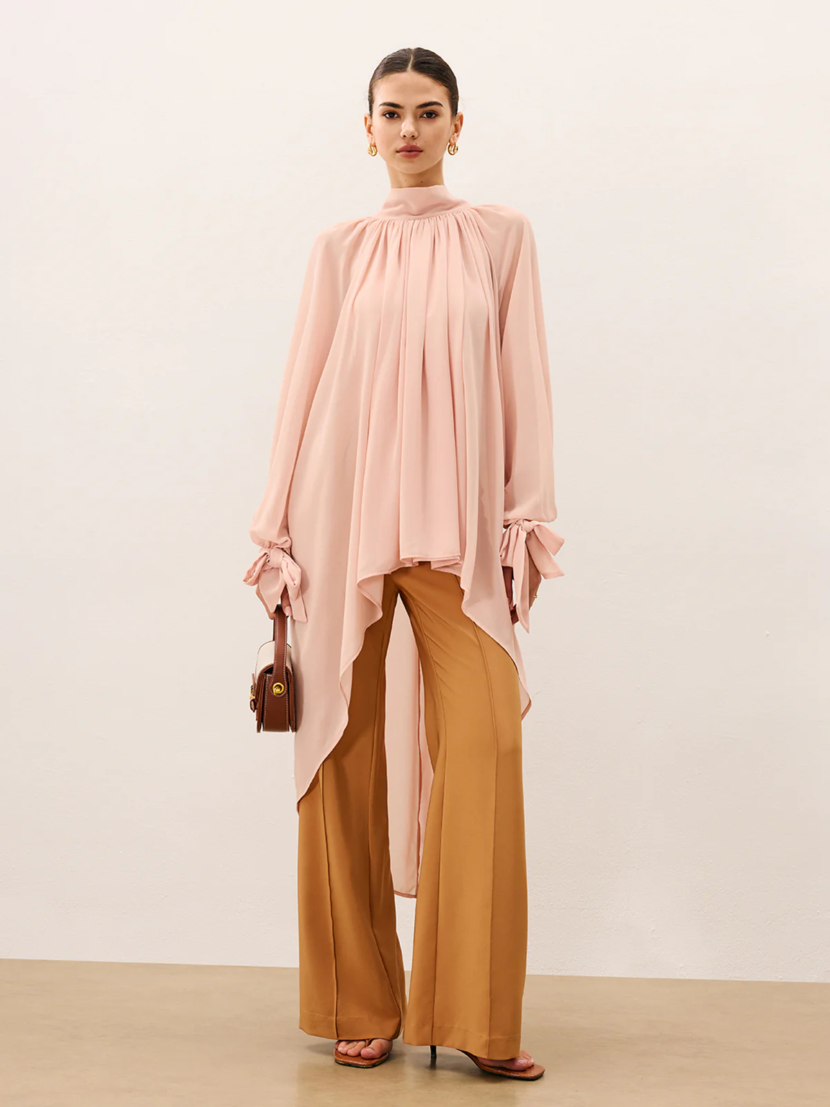 Trimmed Mid-Rise Wide-Leg Pants - Wholesalesil