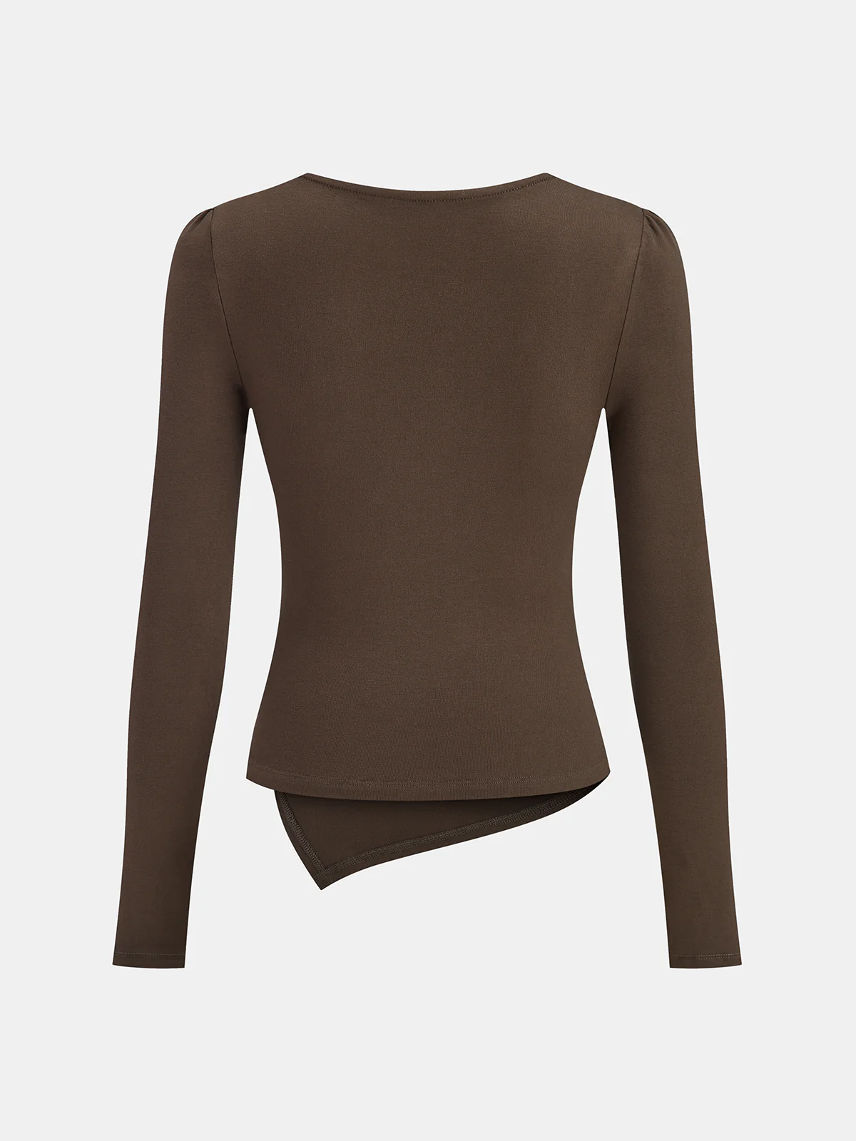 Asymmetric Ruched Long Sleeve T-Shirt - Wholesalesil