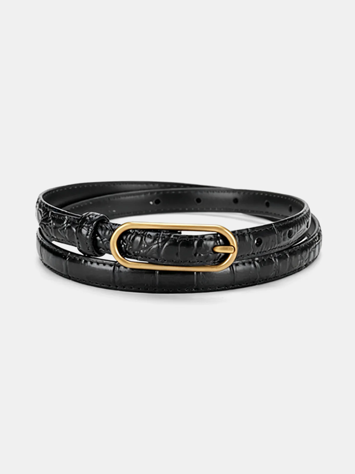 Croc-Embossed Leather Belt - Wholesalesil