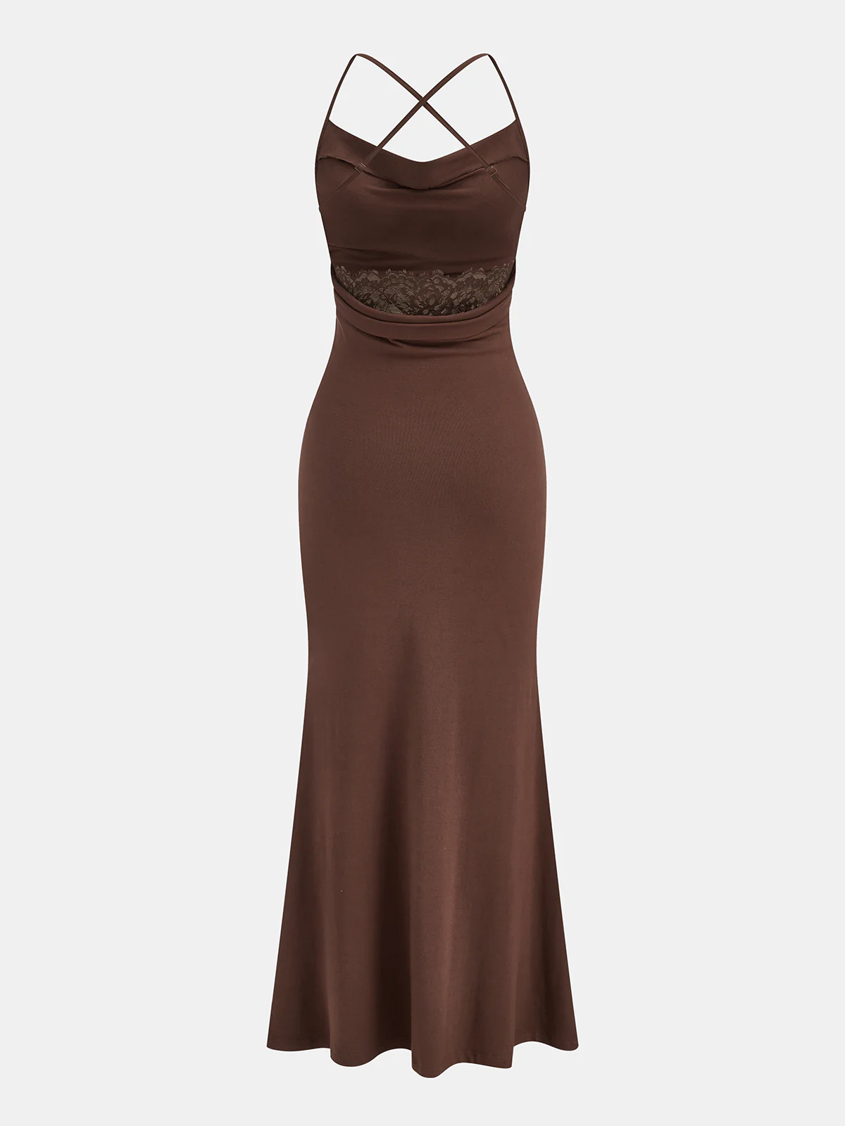 Crisscross Strap Lace-Back Mermaid Maxi Dress - Wholesalesil