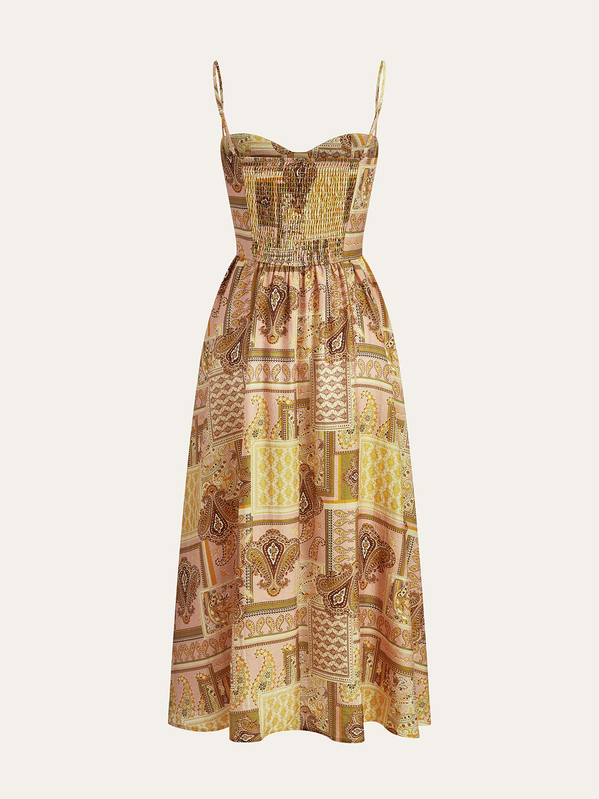 Paisley Print Spaghetti Strap Midi Dress - Wholesalesil