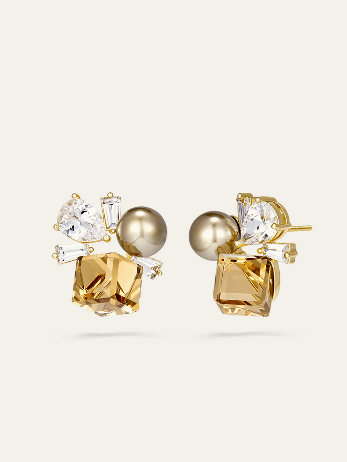 Crystal and Pearl Cluster Earrings - Wholesalesil
