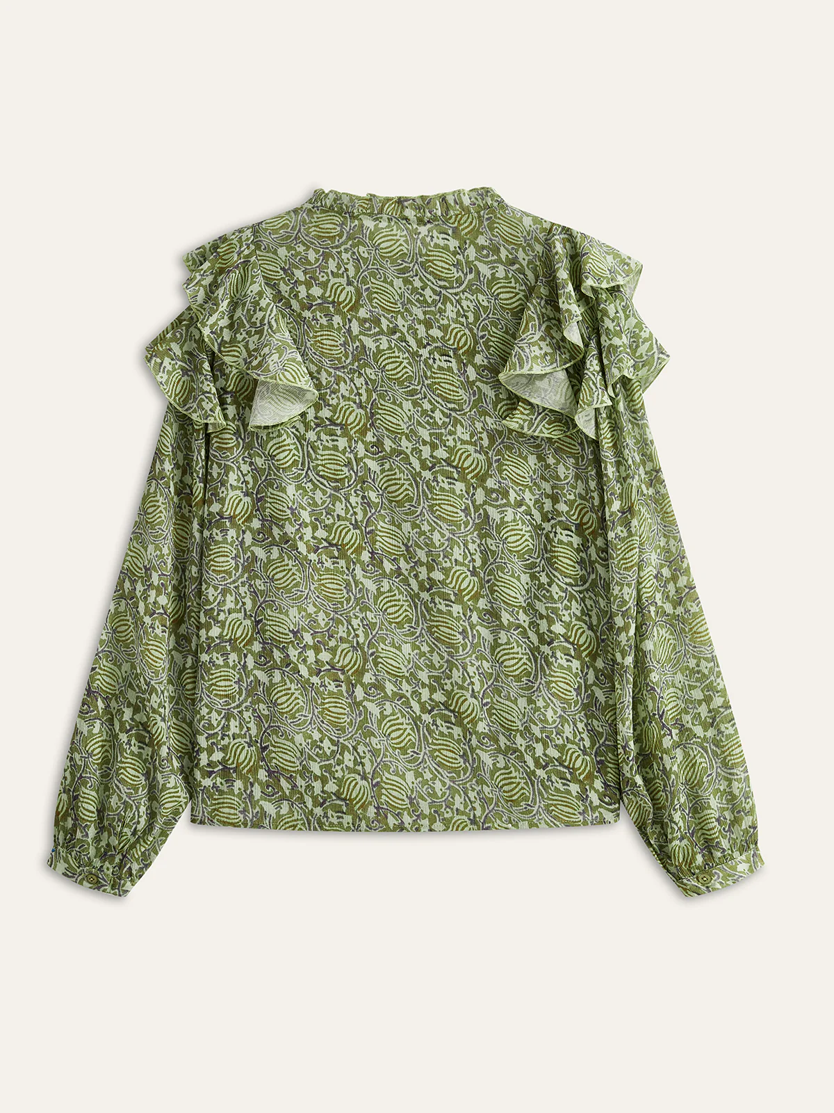 Floral Printed Ruffle Shirt - Wholesalesil