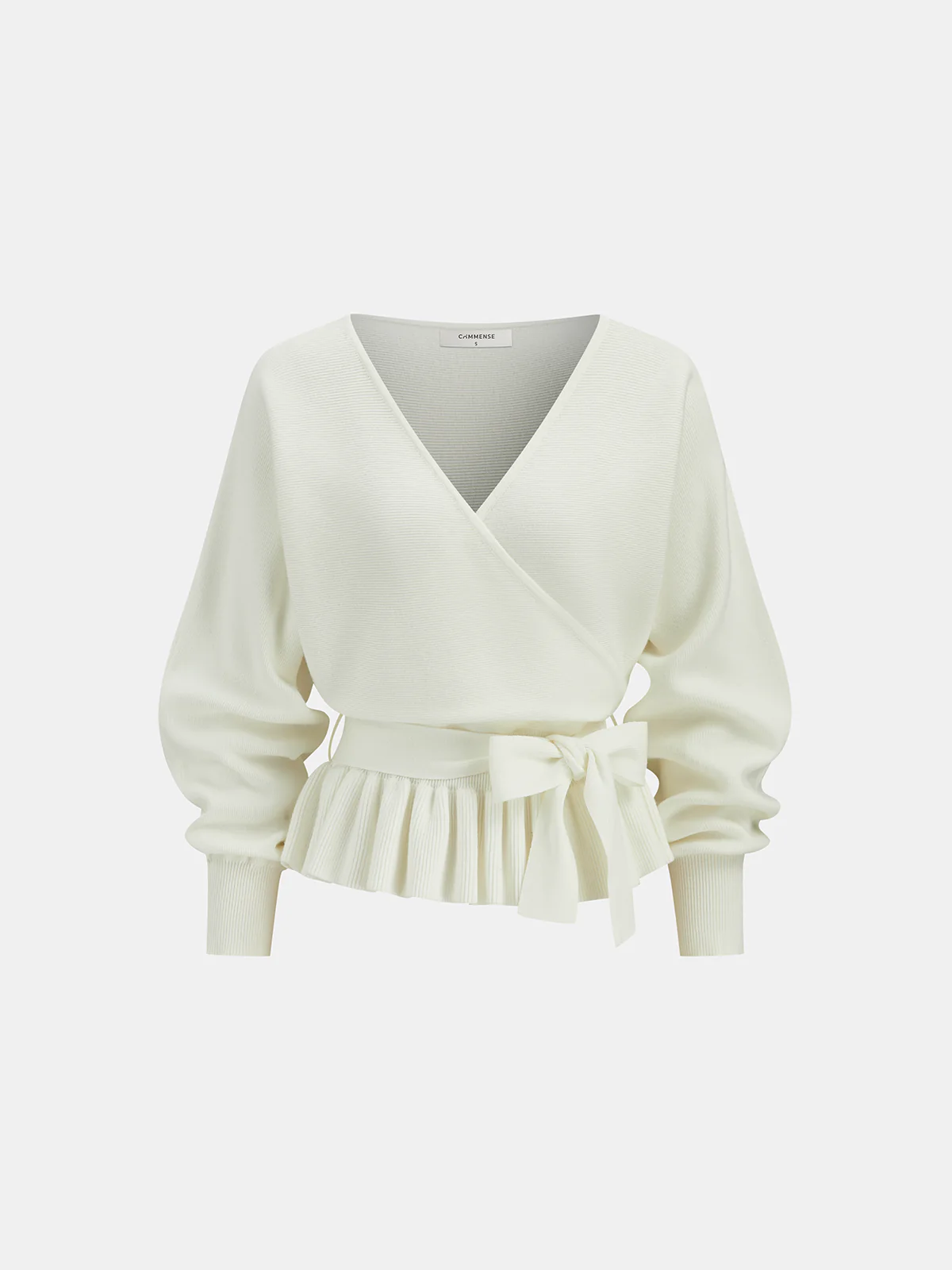 Bow Belted Peplum Knit Top - Wholesalesil