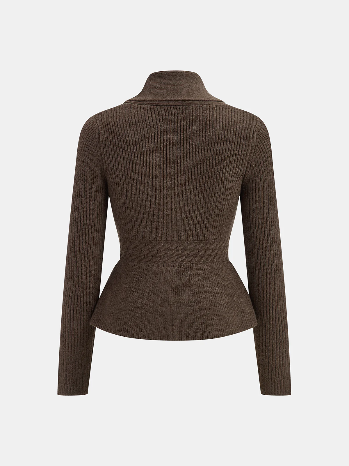 Shawl Collar Peplum Knit Cardigan - Wholesalesil