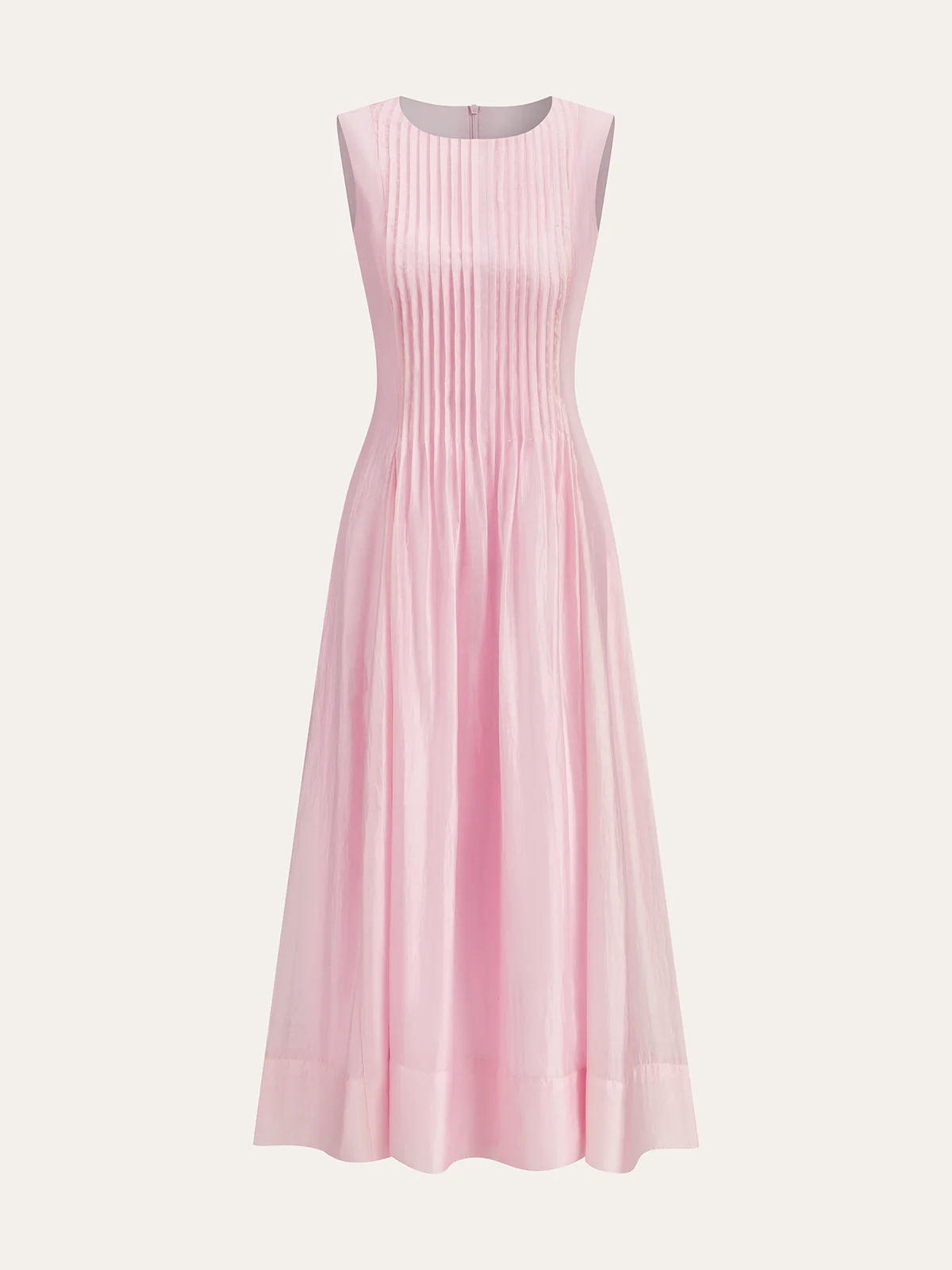 Semi-Sheer Tencel Pleated Sleeveless Midi Dress - Wholesalesil