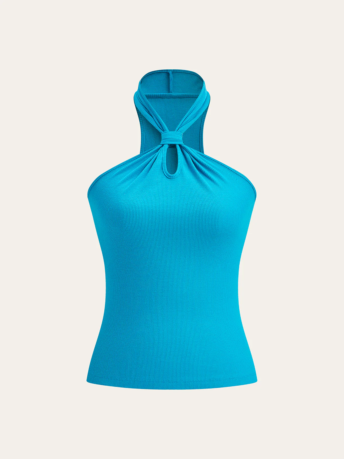 Ribbed Halter Neck Knot Top - Wholesalesil