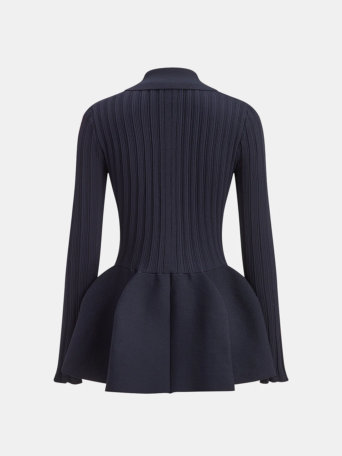 Collared Buttoned Peplum Cardigan - Wholesalesil