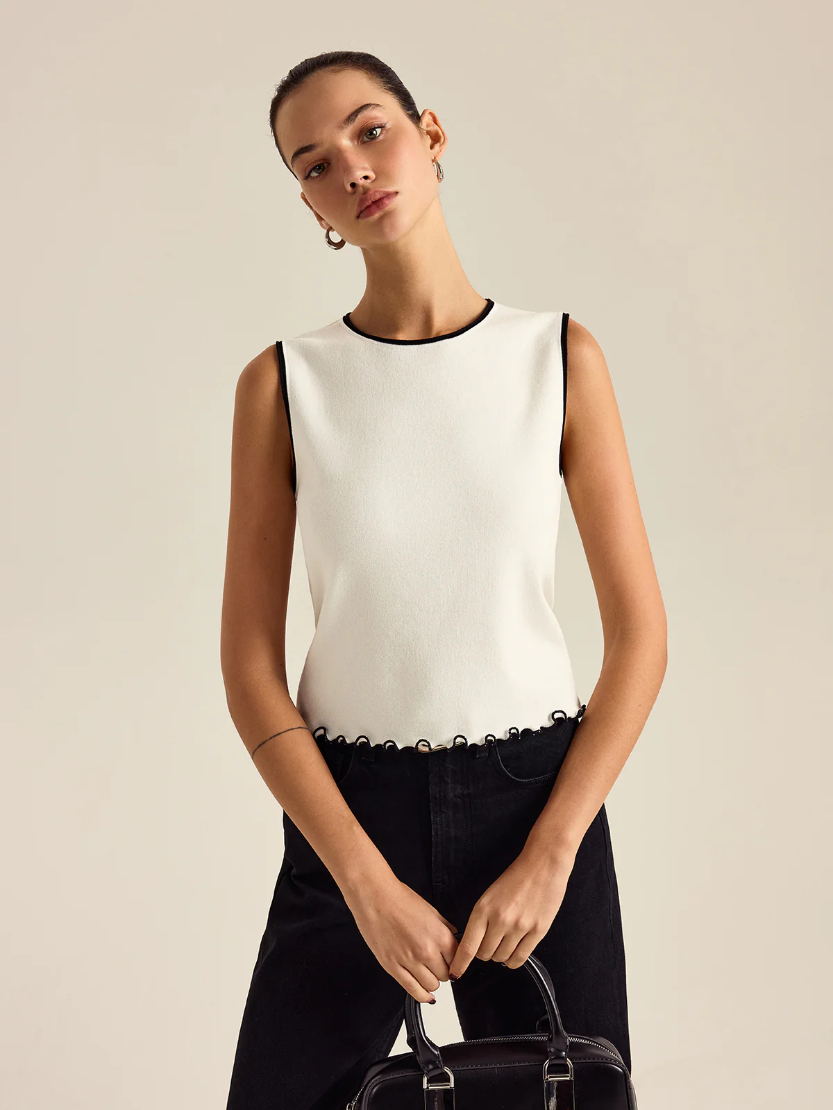 Contrasting Trim Tank Top - Wholesalesil