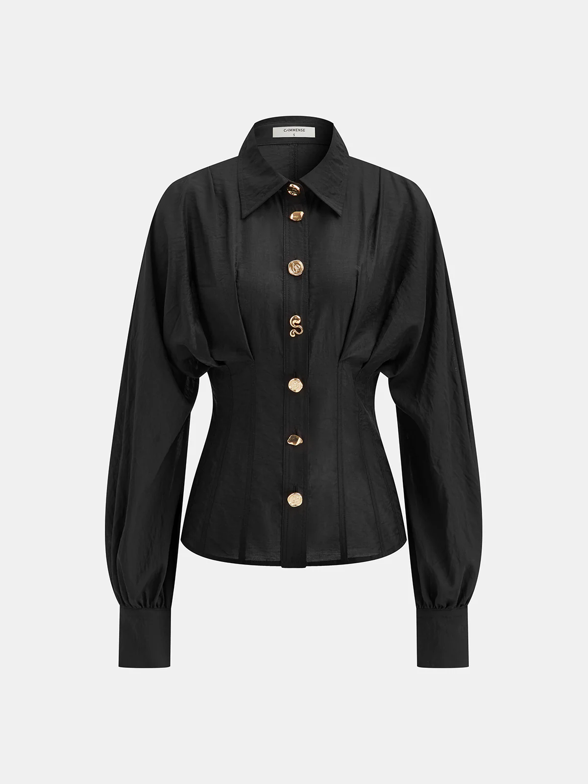 Irregular Metal Button Shirt - Wholesalesil