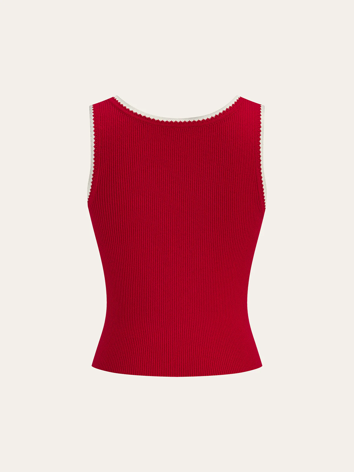 Contrast Scalloped Trim Ribbed Knit Tank Top - Wholesalesil