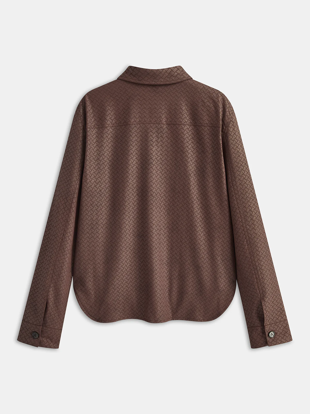 Faux Leather Woven-Patterned Shirt - Wholesalesil