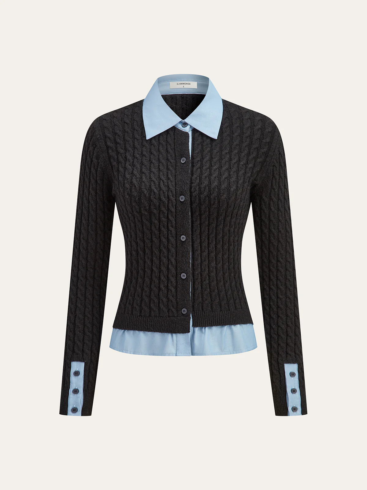 2 in1 Paneled Cable-Knit Cardigan - Wholesalesil