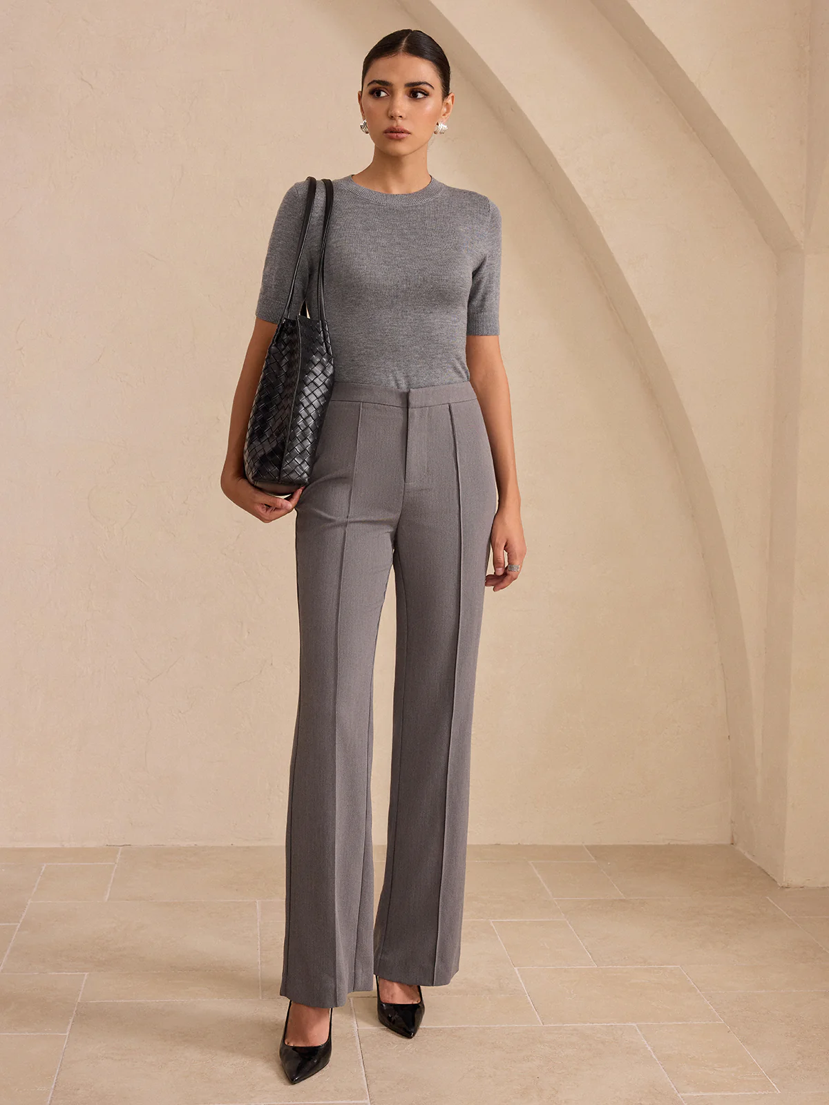 Mid-Waist Flared Pants - Wholesalesil