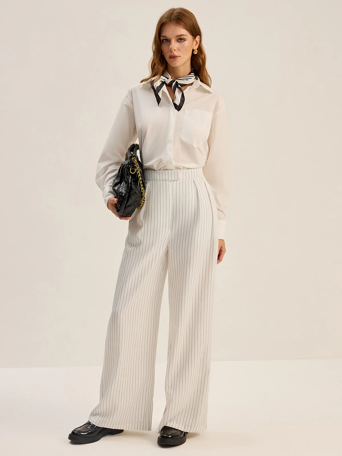 Pinstripe Wide-Leg Pants - Wholesalesil