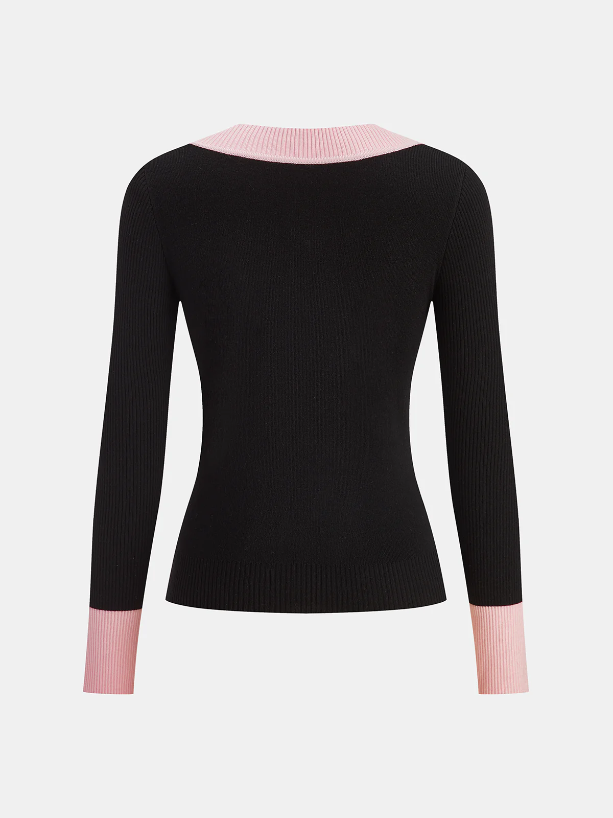 Contrast Trim Wool-Blend Knit Top - Wholesalesil