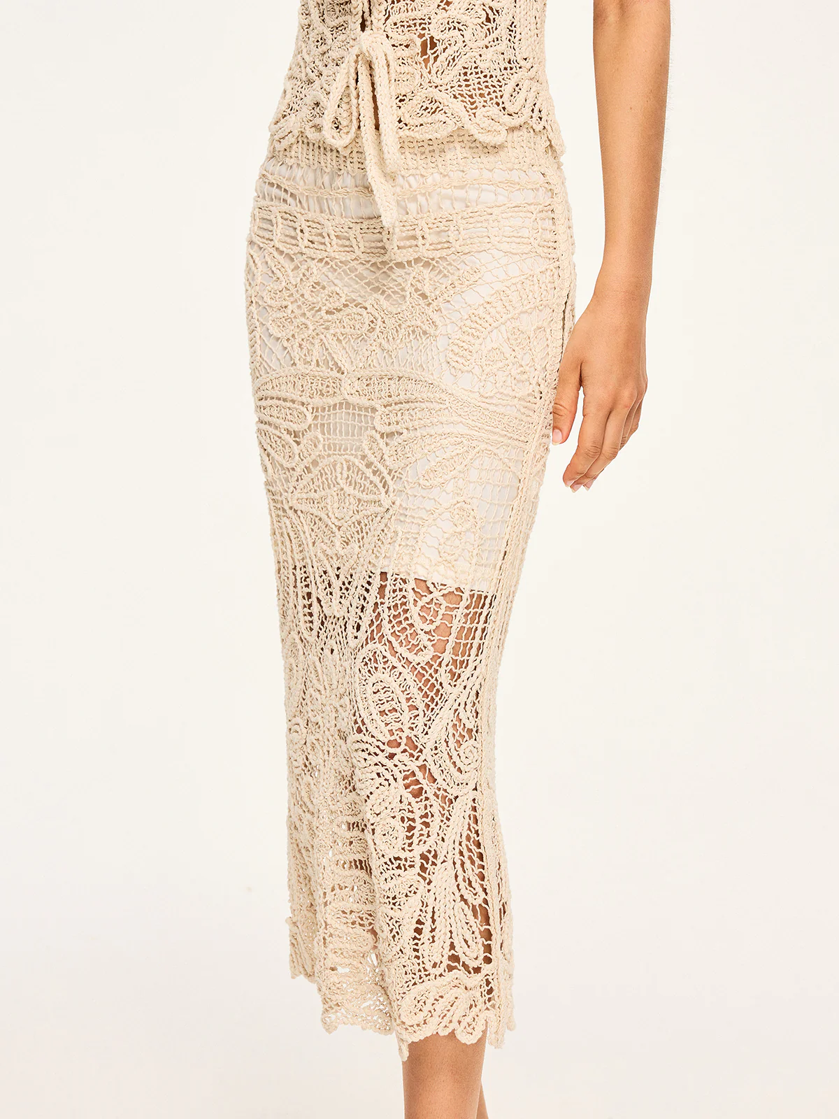 Sheer Crochet Midi Skirt - Wholesalesil