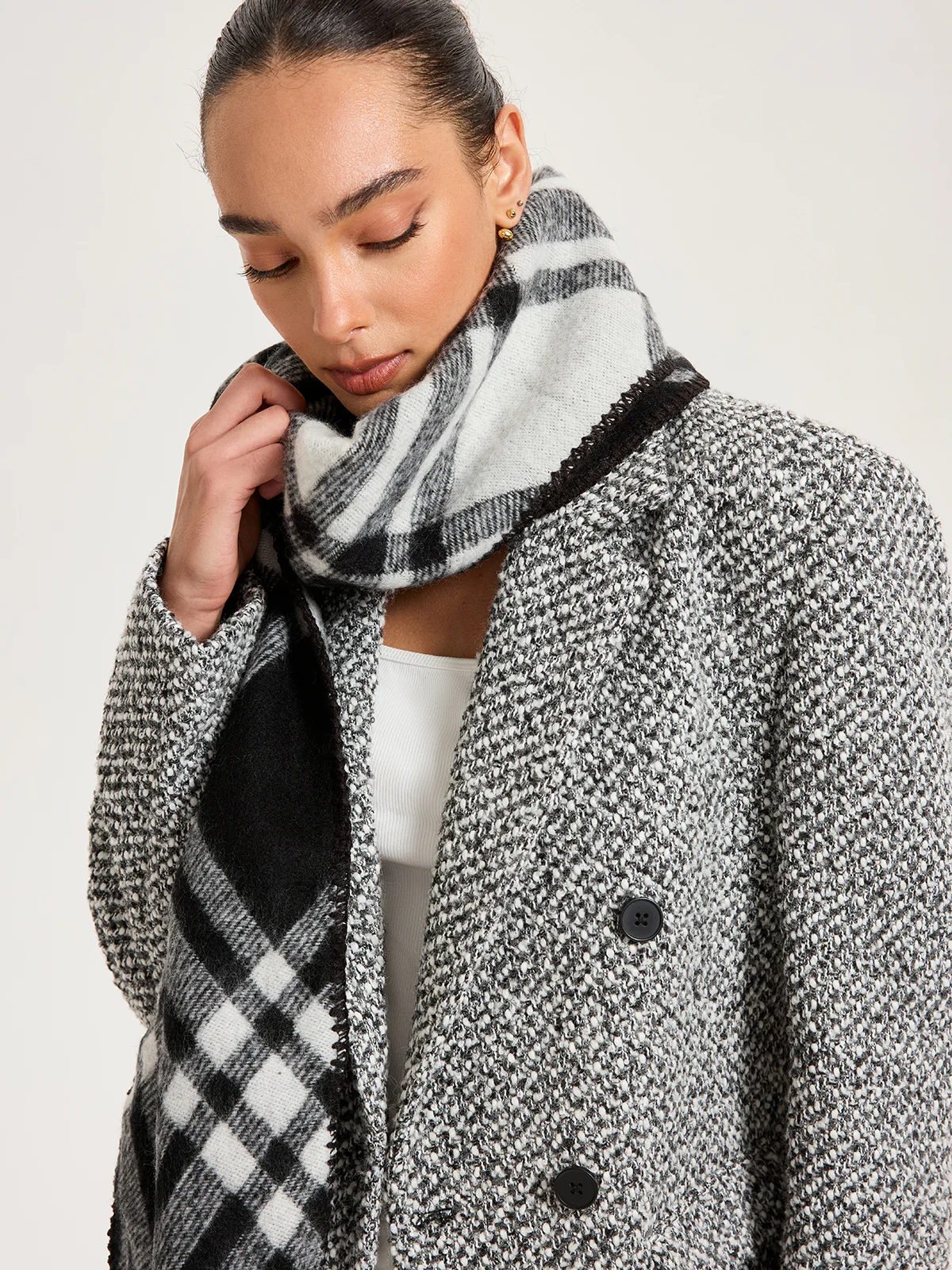 Plaid Faux Cashmere Scarf - Wholesalesil