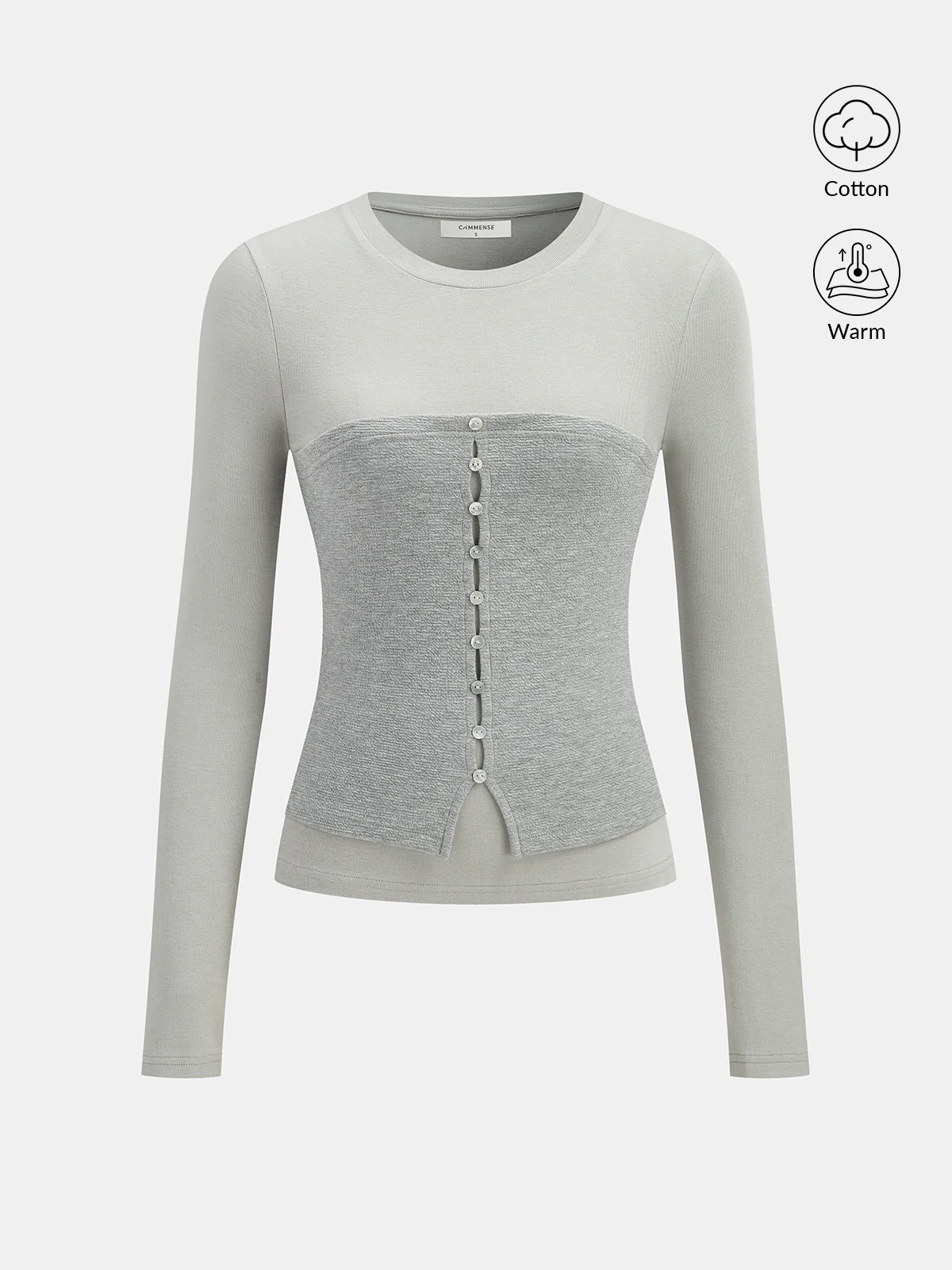 Cotton-Blend Top with Textured Corset Detail - Wholesalesil
