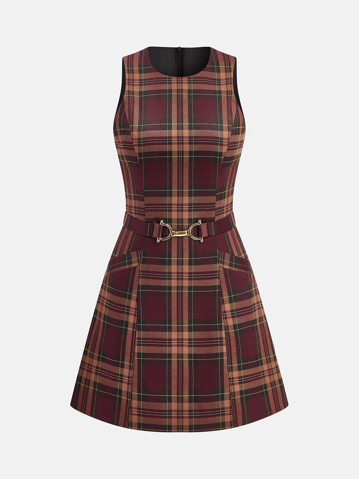 Plaid Sleeveless Mini Dress - Wholesalesil