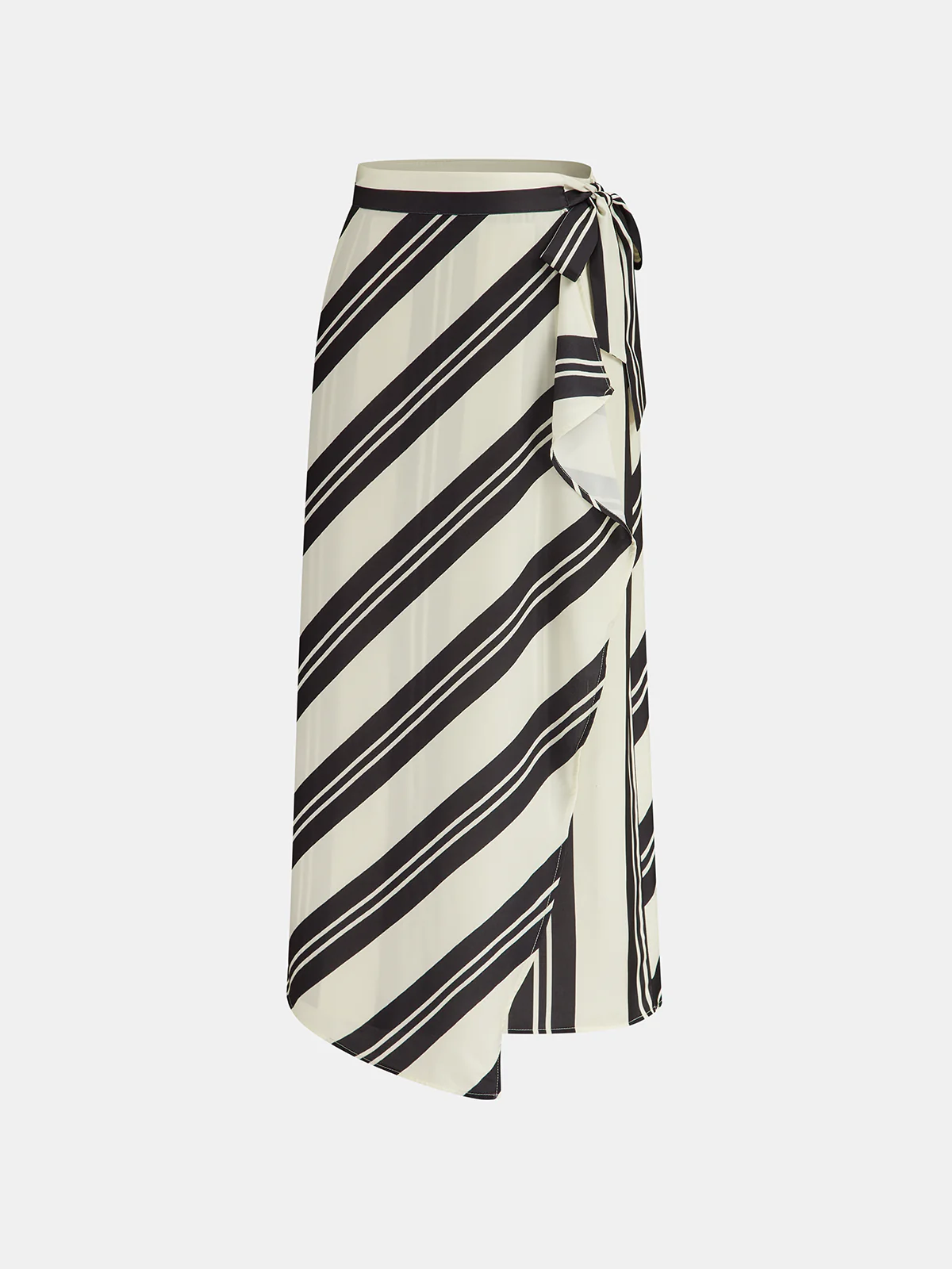 Striped Wrap Midi Skirt - Wholesalesil