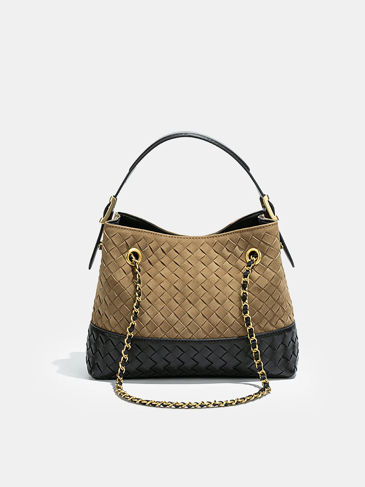 Two-Tone Woven Hobo Bag - Wholesalesil
