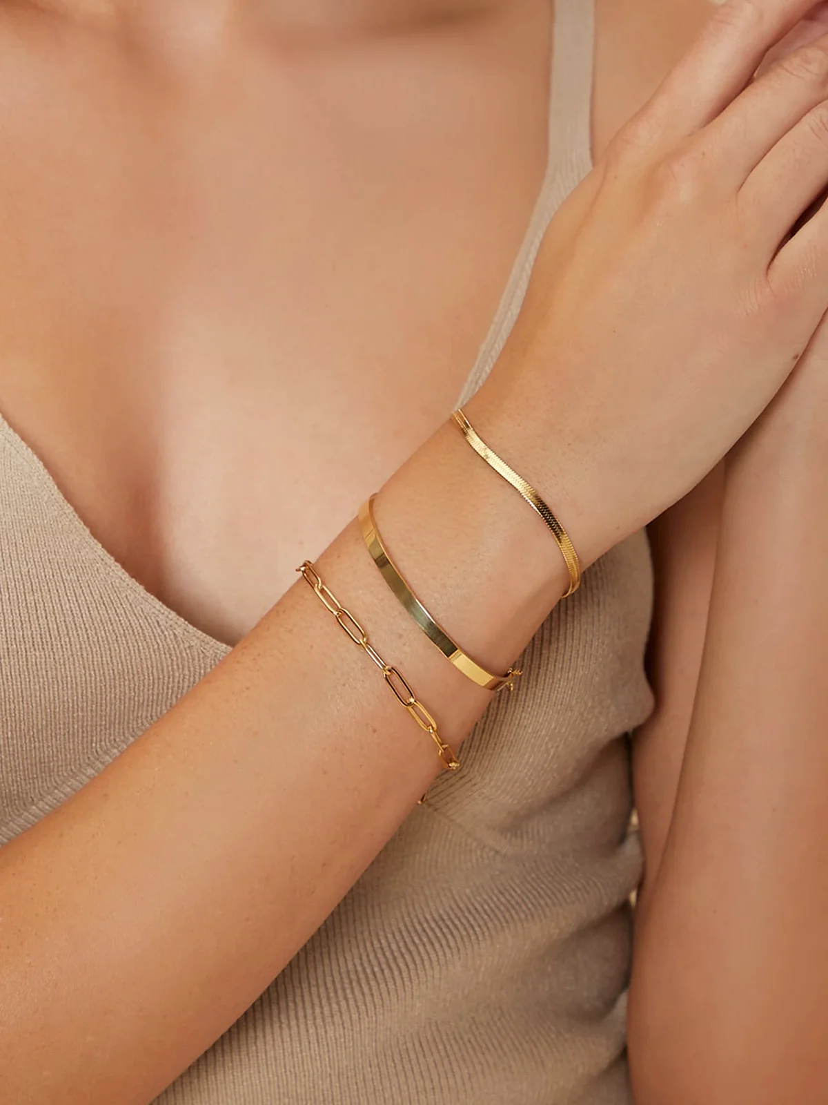 3pcs Geometric Chain Bracelet Set - Wholesalesil