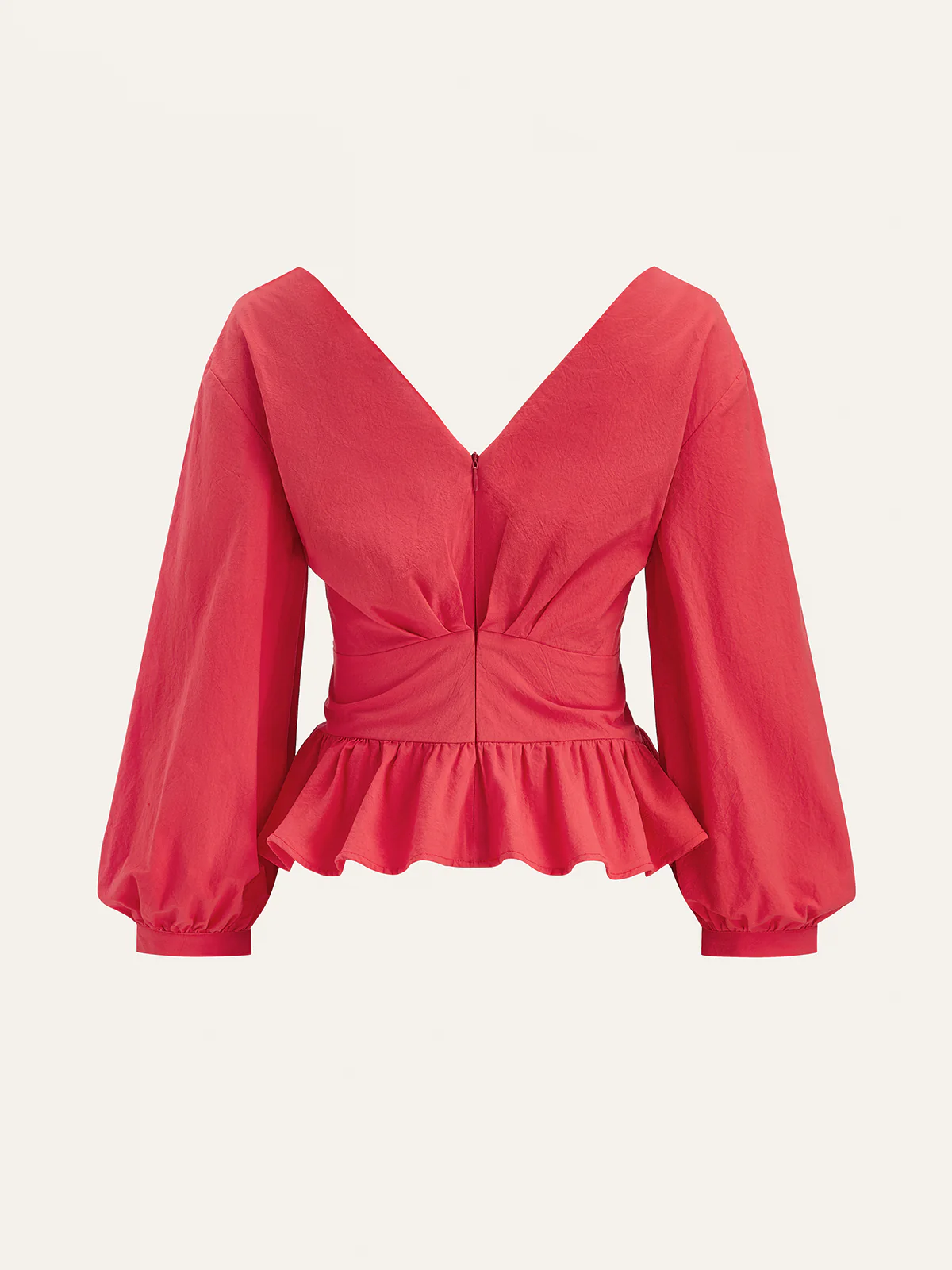 Cotton Deep V-Neck Peplum Top - Wholesalesil