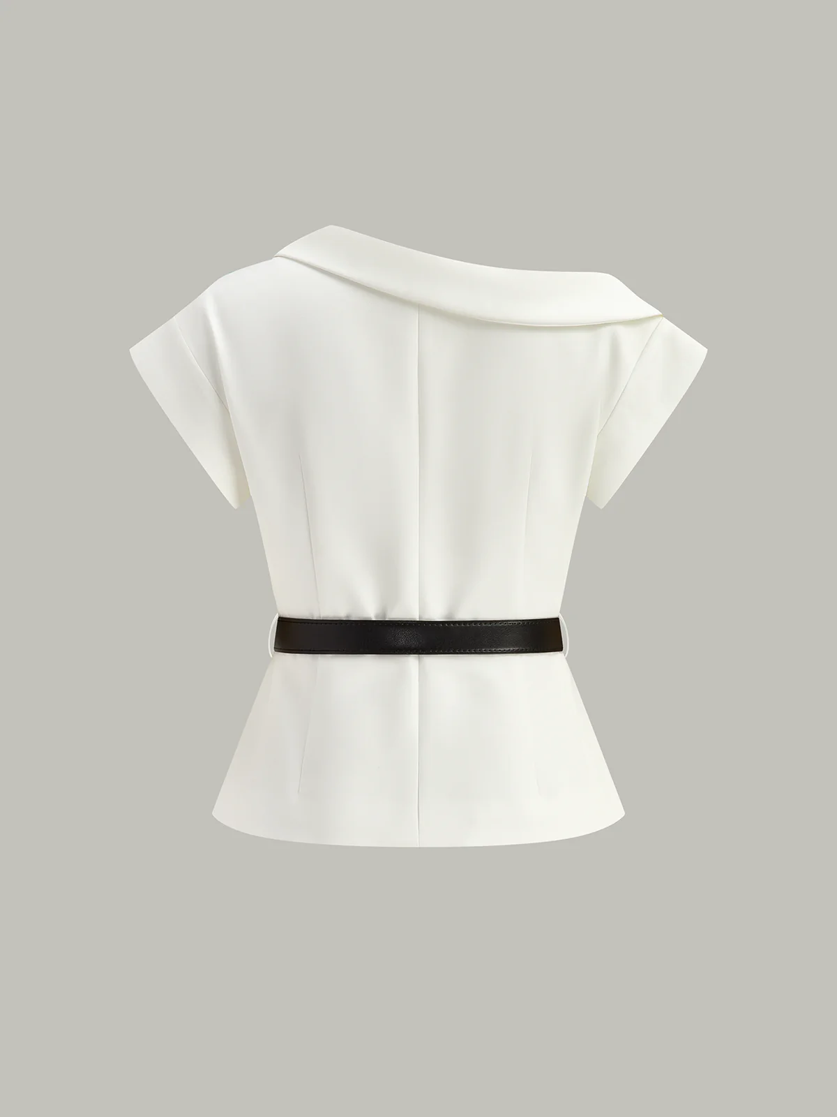 Asymmetrical Belted Blazer Top - Wholesalesil