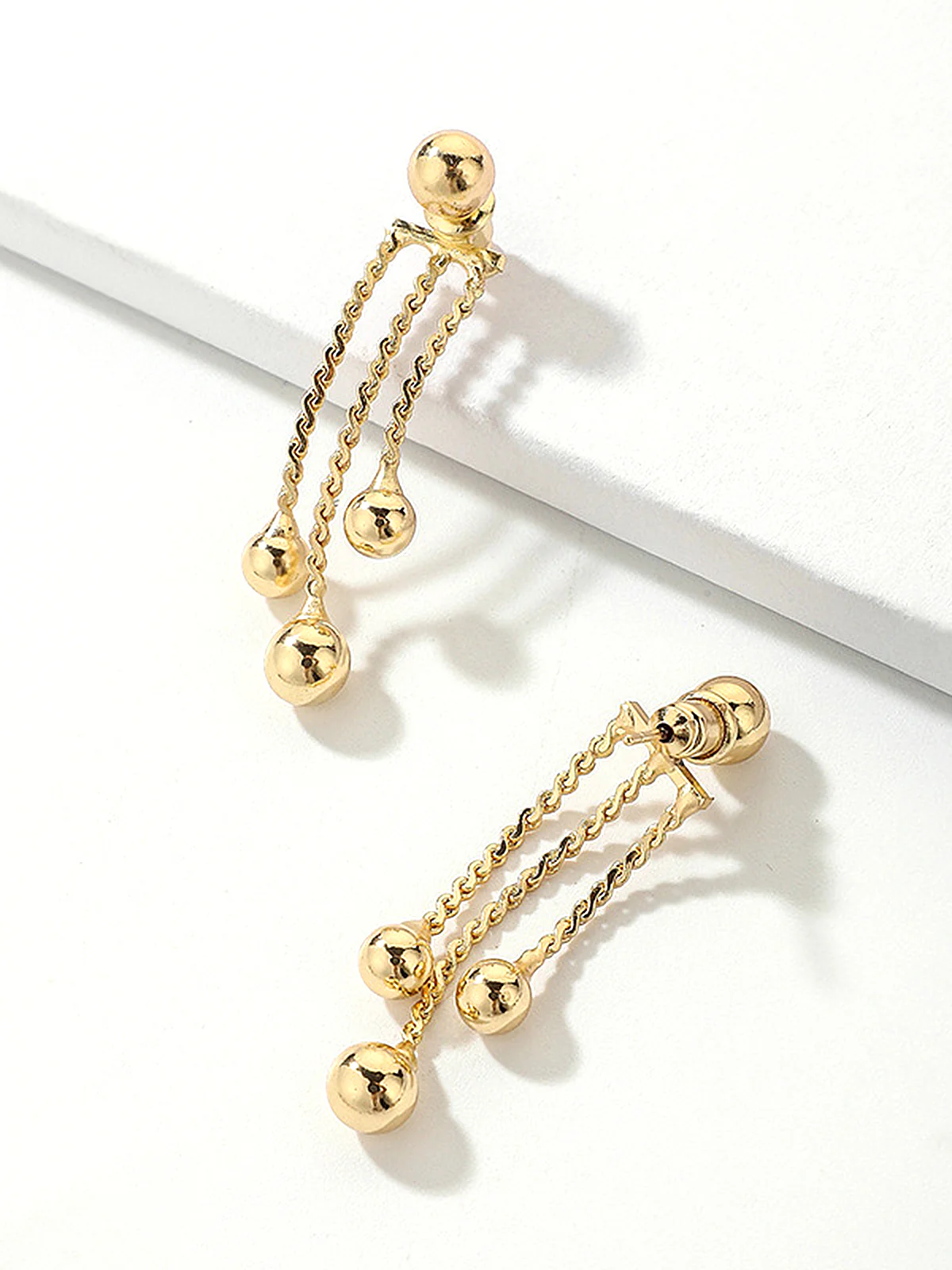 Golden Dangle Earrings - Wholesalesil