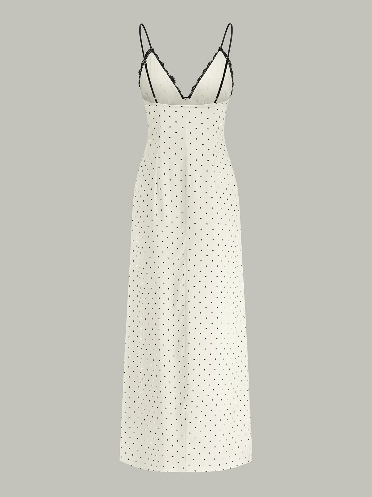 Lace Trim Polka Dot Cami Midi Dress - Wholesalesil