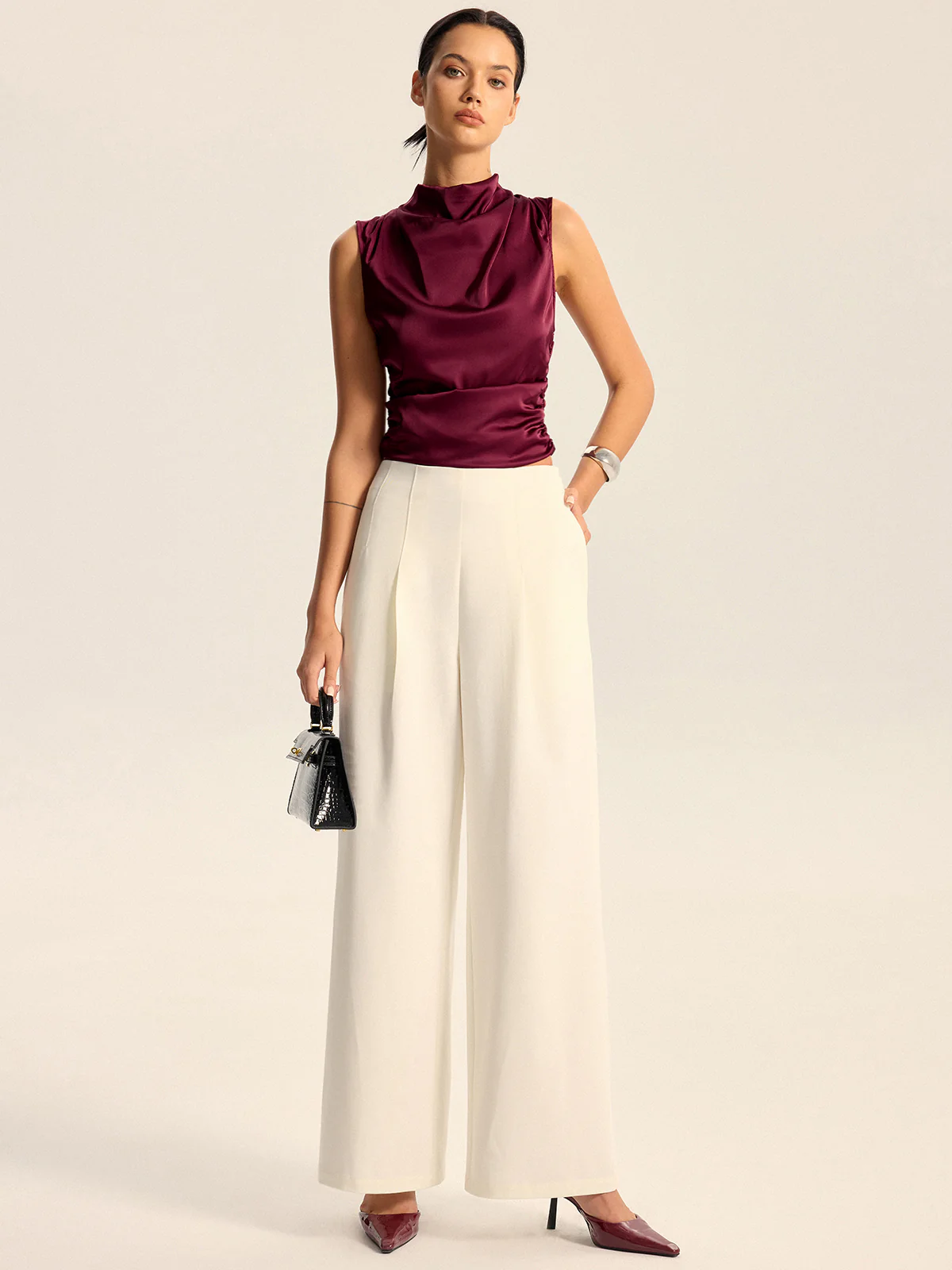 Mid-Waisted Wide-Leg Pants - Wholesalesil