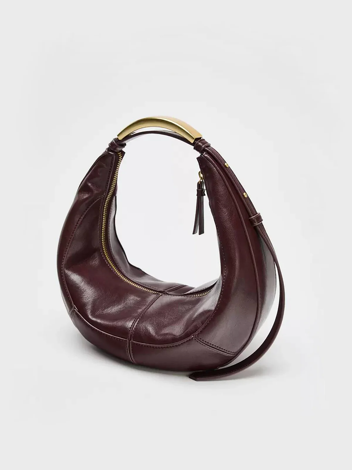 Metal Handle Crescent Bag - Wholesalesil