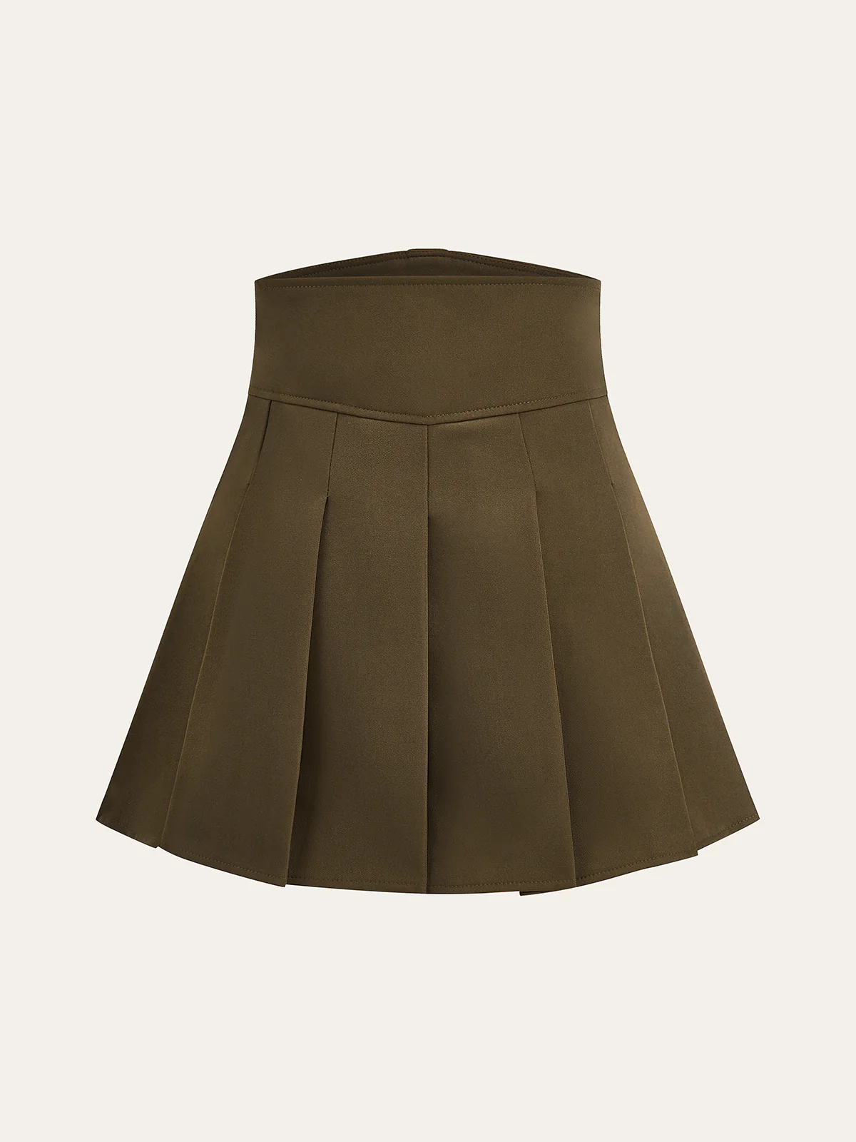 High-Waisted Pleated Mini Skirt with Decor Button - Wholesalesil