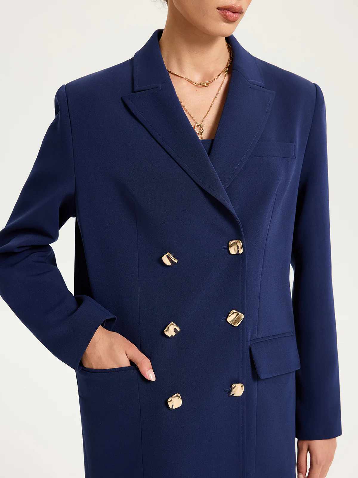 Metal Double-Breasted Oversized Blazer - Wholesalesil