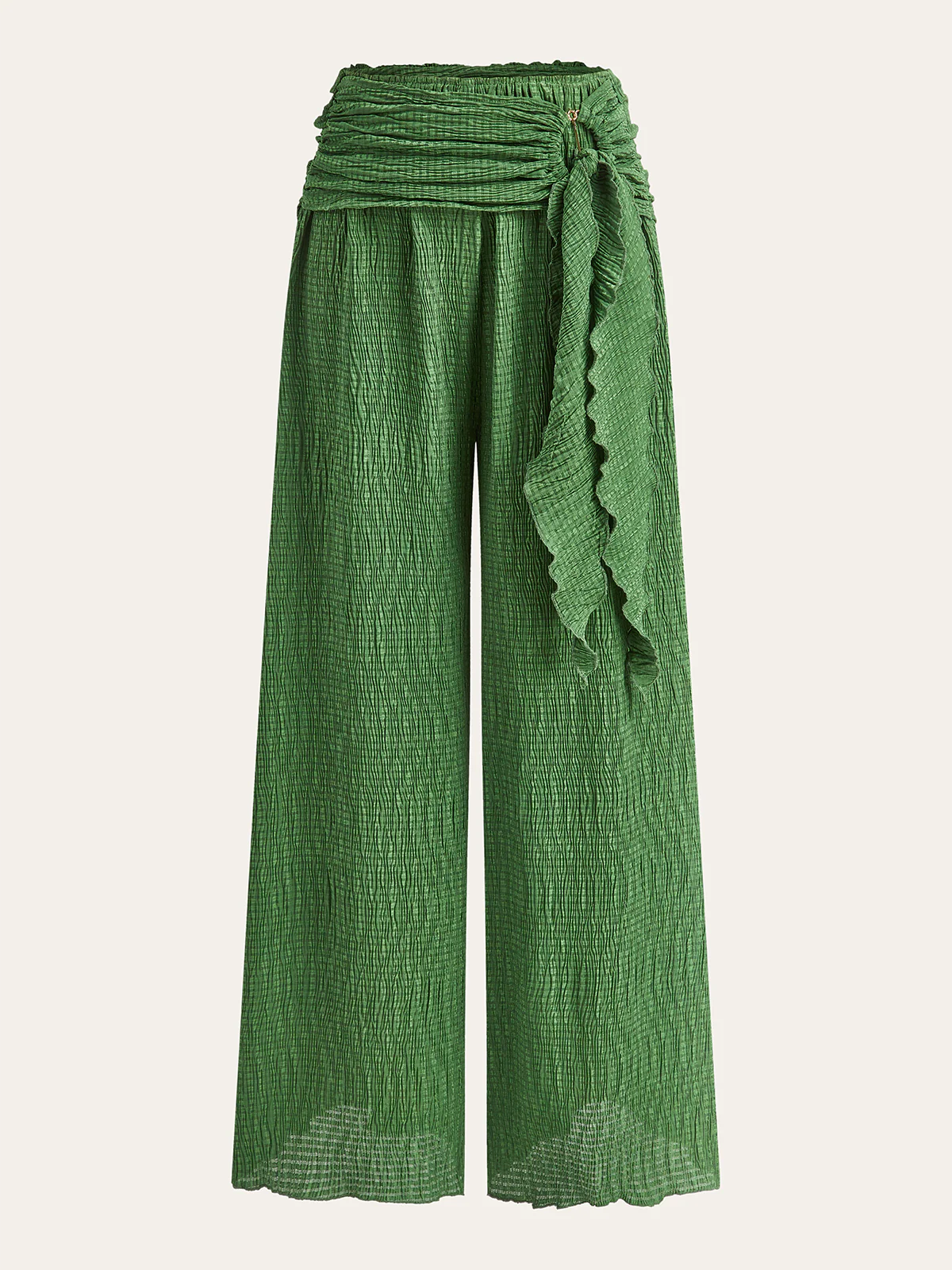 Wide-Leg Pants with Textured Pattern - Wholesalesil